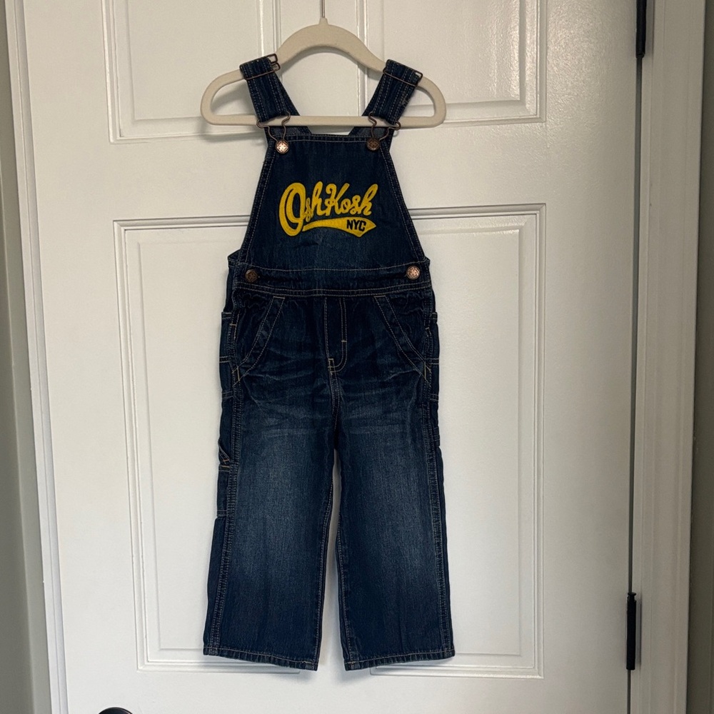 OshKosh B'gosh Kids Dark Blue Overalls with Yellow Logo